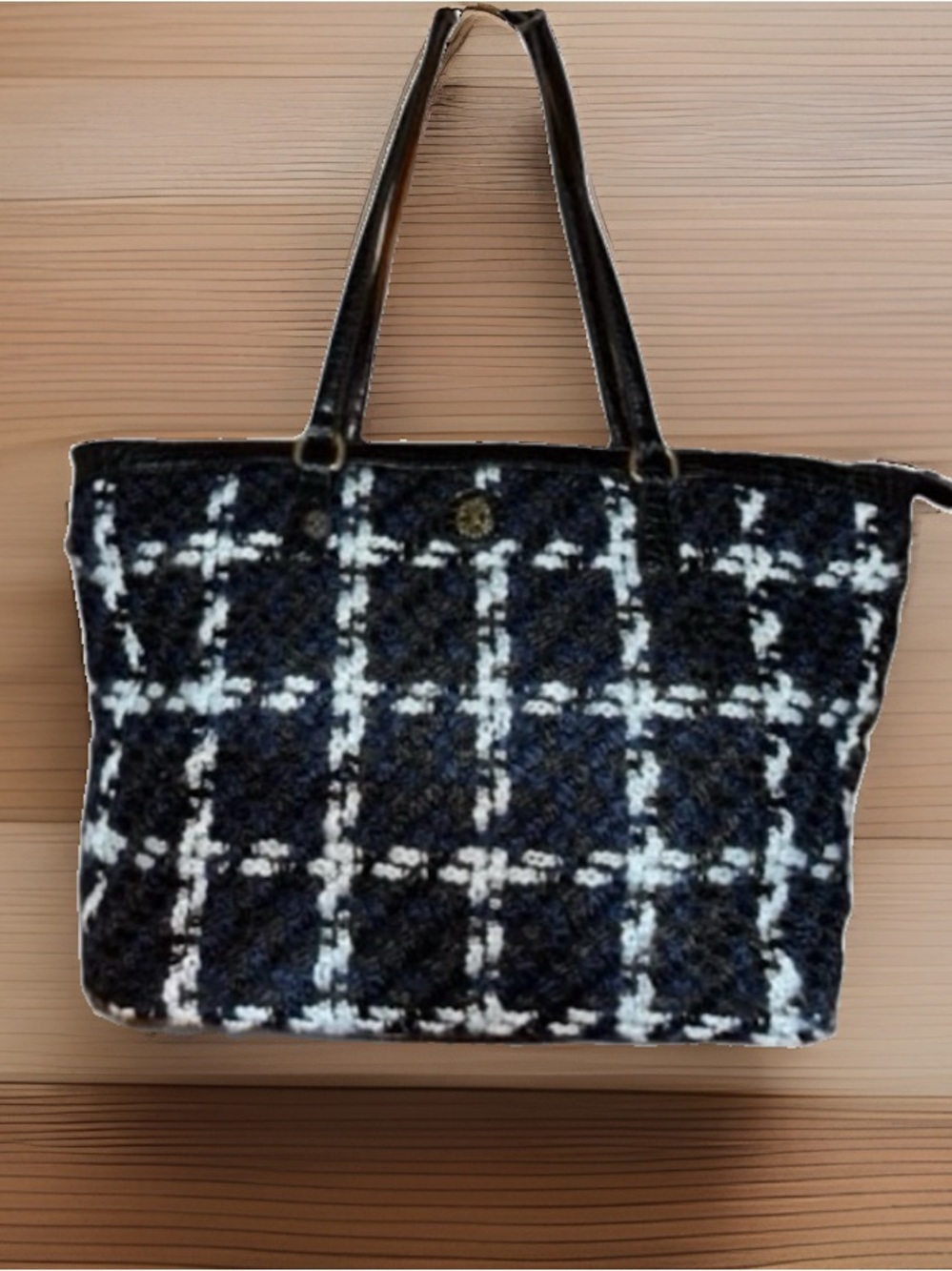 Christian Lacroix Black and White and Tweed Large Tote Bag